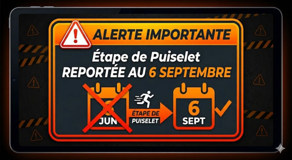 ! Etape de Puiselet reportée au 6 septembre !